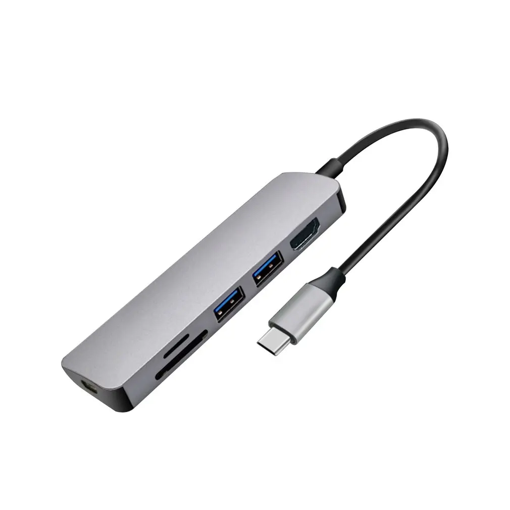 6 в 1 Thunderbolt 3 Usb-C к Hdmi 4K адаптер Sd Tf кардридер Usb3.0 концентратор Pd Многофункциональный Usb3.0 концентратор