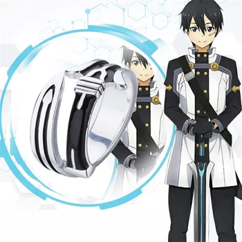 

1pcs Sword Art Online Anime SAO Kirito 925 Silver Ring Jewellery Cosplay Prop Adjustable Jewelry Collection for Women Men