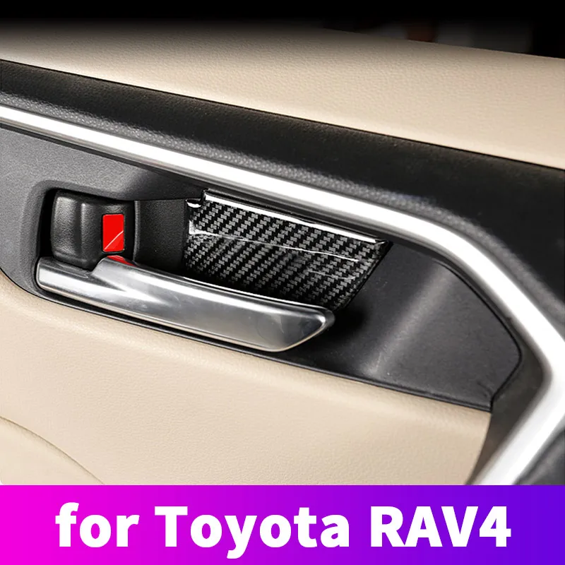 

Interior decoration door bowl handle carbon fiber patch inner door handle sticker modified accessories For TOYOTA RAV4 2019 2020