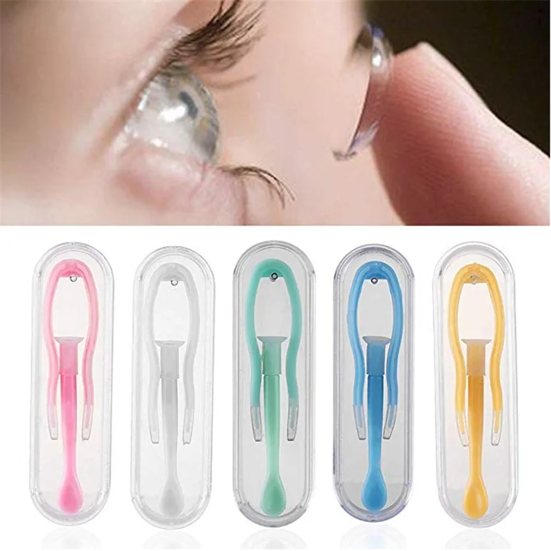 

1 Set Portable Contact Lens Inserted Remover Eyes Care Contacts Silicone Tweezers Suction Holder Stick Tool Contact Lens