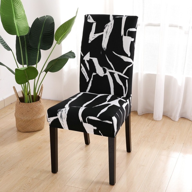 Series Chair Cover for Dining Room Banquet Hotel Kitchen Spandex Stretch Print Chair Covers Removable Washable Seat Decor