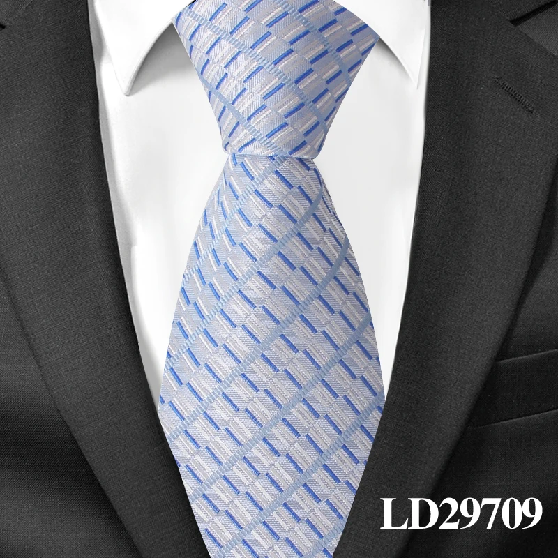 Модный Шелковый галстук для мужчин жаккардовый мужской галстук для свадьбы деловые 8 см широкие клетчатые Галстуки классические костюмы