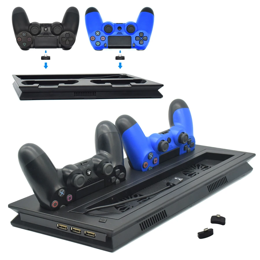 PS4 Pro тонкий светодиодный вертикальный стенд 2 контроллера зарядное устройство зарядная док-станция охлаждающий вентилятор игровая станция 4 PS 4 PRO тонкие аксессуары