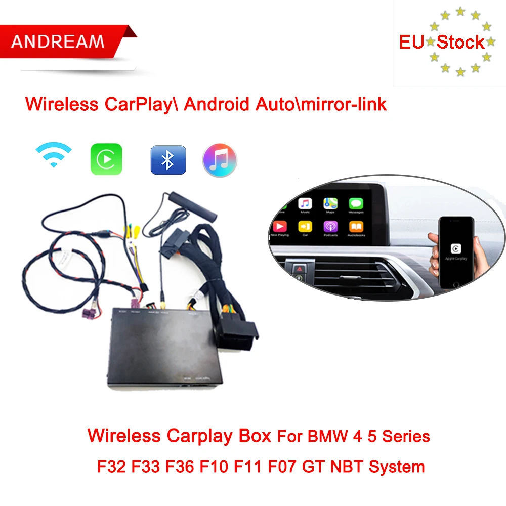 Discount Wireless CarPlay Android Auto Interface BOX for BMW 4 5 Series F32 F33 F36 F10 F11 F07 GT NBT system Mirrorlink IOS 0