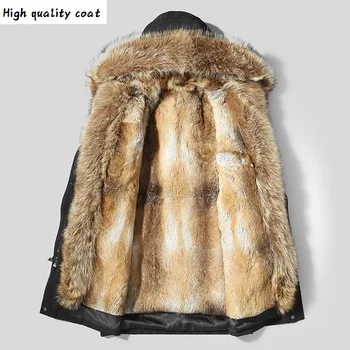 Günstige Winter Männer Mantel, Echt Kaninchen Rex Der Pelz Mantel, 100% Waschbären Pelz Hals Mantel, Schafe Der Schaffell Mantel, Tragen Lxr931