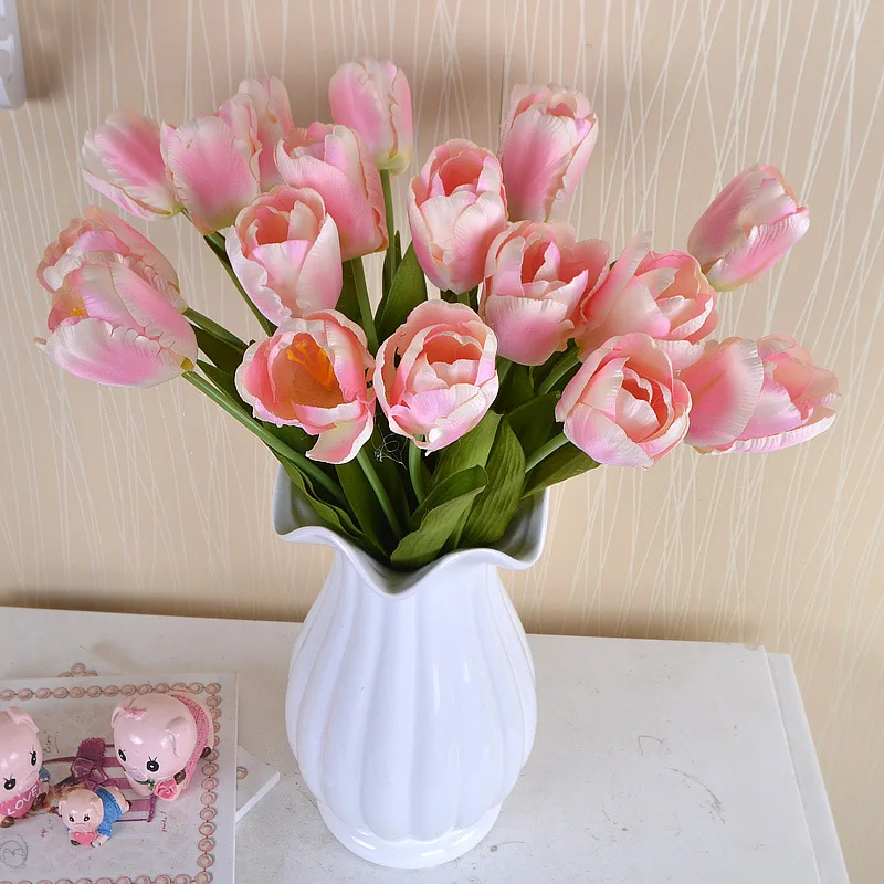 

20pcs/lot Simulation Tulips Artificial Silk Flowers for Wedding Decoration Farmhouse Home Decoration Fake flowers DIY Wreath
