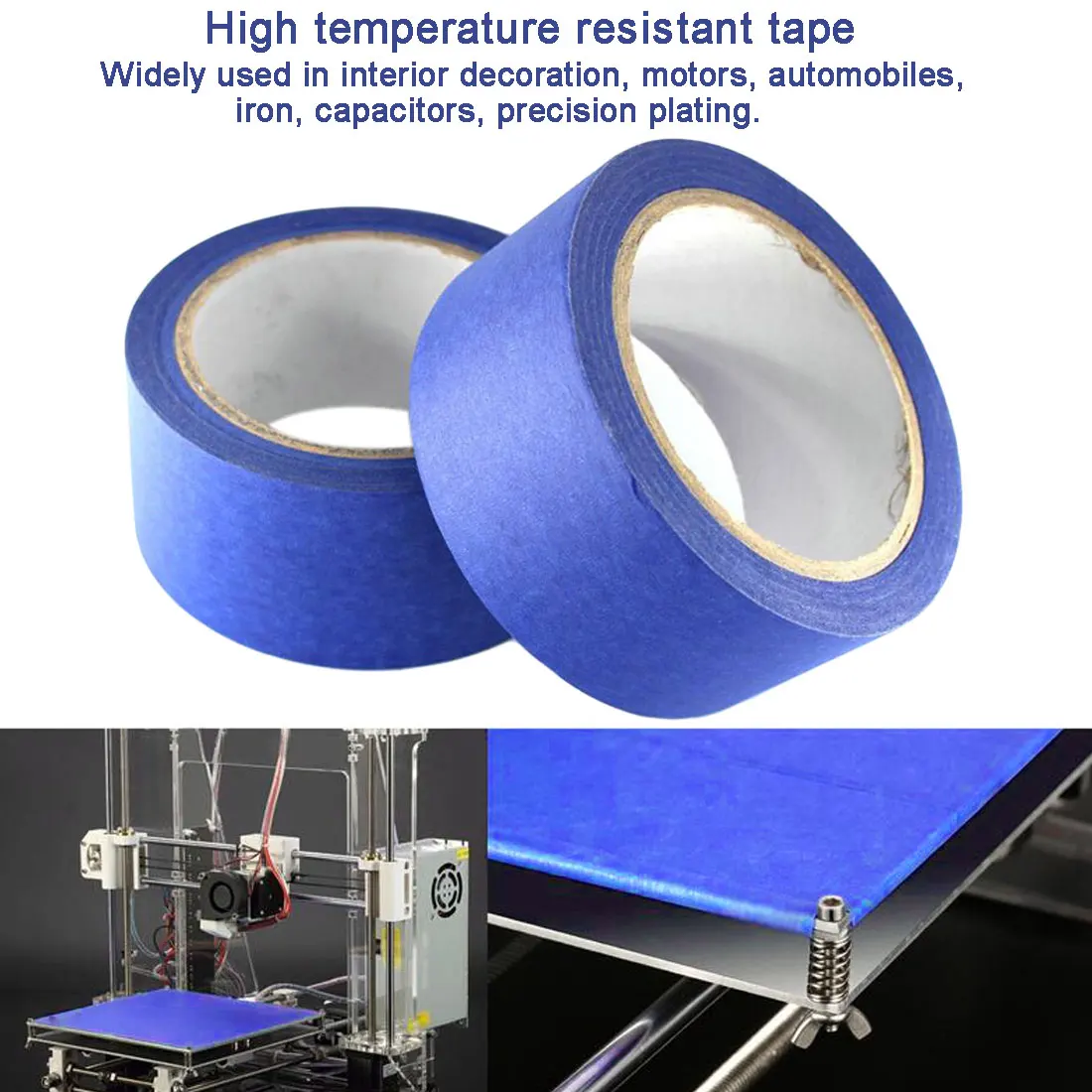 48*30M 30MM X 30M Blue High Temperature Adhesive Tape Painters Printing Masking Tool For Reprap 3D Printer