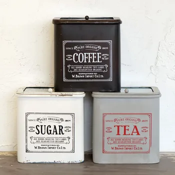 

American style retro and nostalgic iron storage box Candy tea coffee pot Home storage box accessories storage organizer