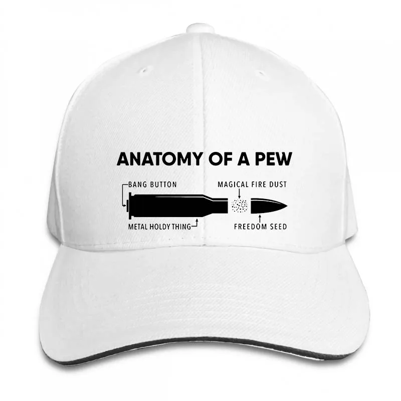 anatomy of a pew bullet funny gift Baseball cap men women Trucker Hats fashion adjustable cap - Цвет: 2-White