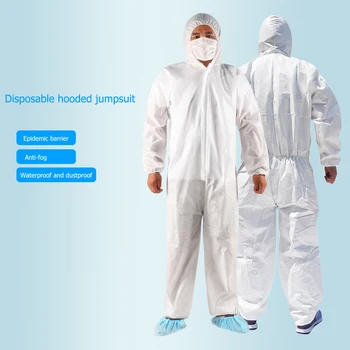 

Disposable Hoodies Jumpsuit Coveralls Gown Dust-proof Isolation Cloth Labour Suit Security Safety Protection Universal for Adult