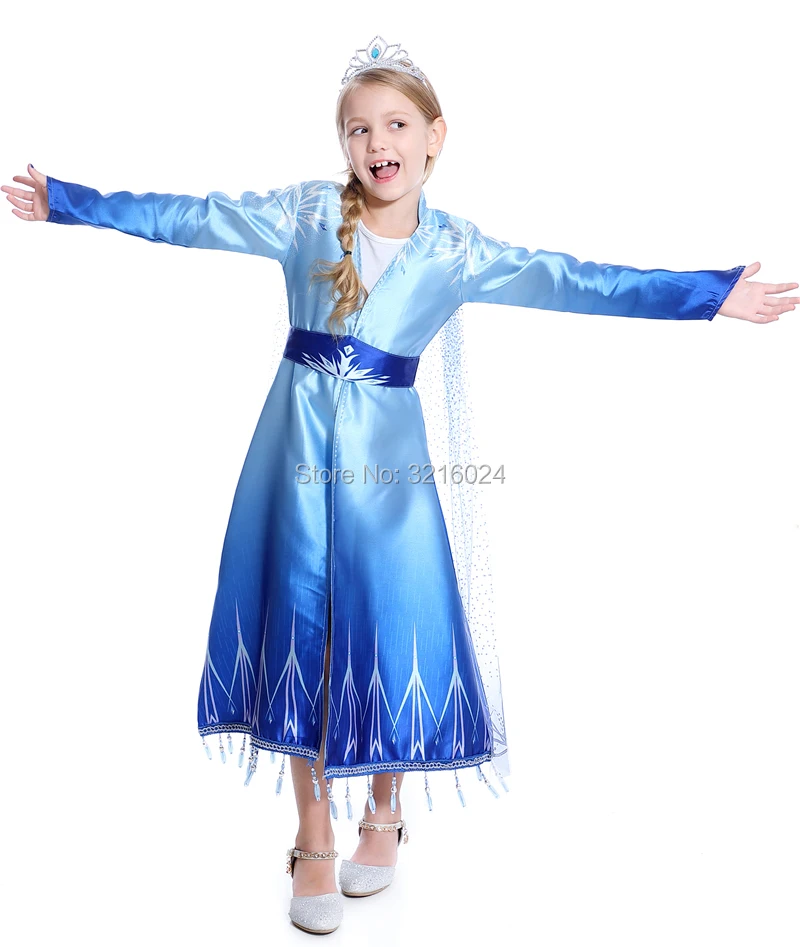 Зимние Маскировка с длинным рукавом платье Эльзы для год для девочек fantasia infantil ребенок Снежная королева Детский карнавальный костюм для вечеринок