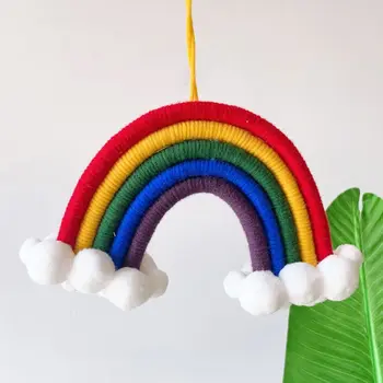 

European Handmade Rainbow Weaving Ornament Fresh Simple Kid Room Wall Decoration Hanging Home Decoration Accessories 3