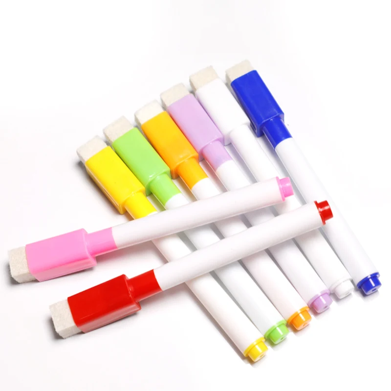 8 colors 8 шт. магнитная доска для доски, ручка стираемая для письма, рисования, записи фломастеры для рисования, ручка Жидкий Мел, ручка с ластиком - Цвет: 8 colors
