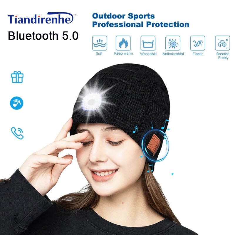 Unisex Bluetooth Beanie Hat LED Beanie Hat,Wireless Headphone 