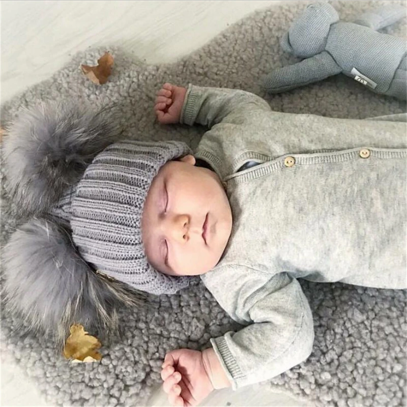 

2019 arrival cute kid babies Beanies caps Child Crochet Winter Warm Knit Hats Cap Baby Boy Girls Cute Hair Ball Earbud Hat