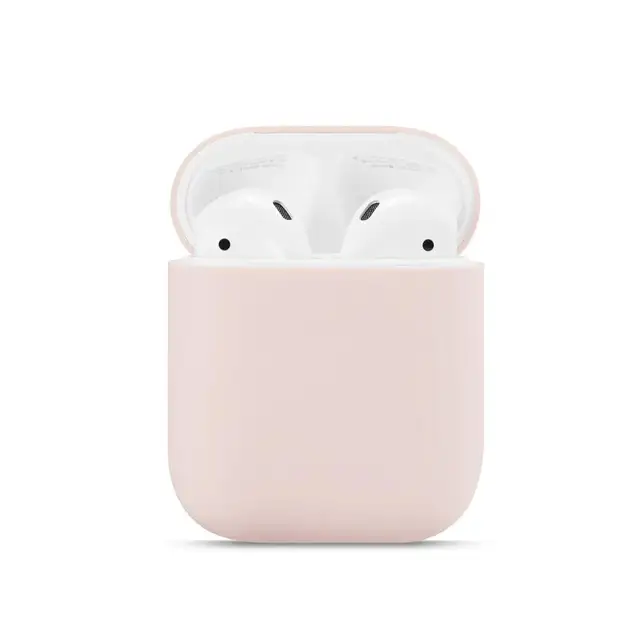 For Airpods 1/2 Soft Silicone Earphone Cover Air Pods Case Earpods Accessories Headset Protective Sleeve Apple Airpods 2 Case Sand pink