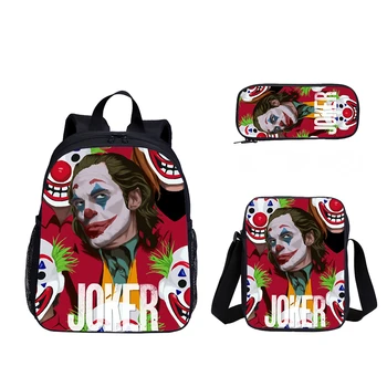 

2020 Kindergarten School Bags Set 3Pcs Movies Joker Print Backpack For Boys Girls SchoolBag Children Mochila The Clown Book Bag