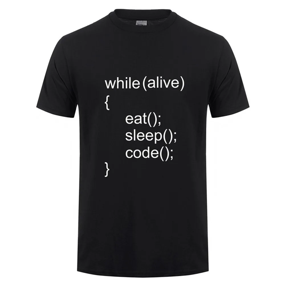 Новая Дизайнерская мужская футболка с надписью «While Alive Eat Sleep Code», Мужская Классическая футболка с коротким рукавом, Java программист, футболки, топы