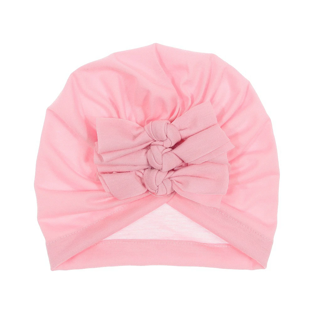 Модная осенне-зимняя шапка с бантом для маленьких девочек; хлопковая вязаная теплая детская шапка с бантом; детская одежда для новорожденных; шапочка; милый головной убор