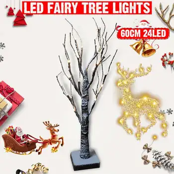 

60cm Small Decorated Christmas Tree With LEDS Decorated Light Fake Snow Tree Artificial Christmas Tree Santa Holiday Decoration