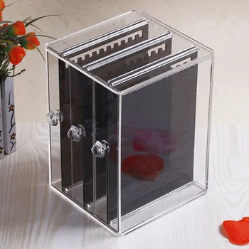 

Hot Dustproof Transparent Acrylic Earrings Jewelry Storage Box Women Jewelry Display Stand Rack D6