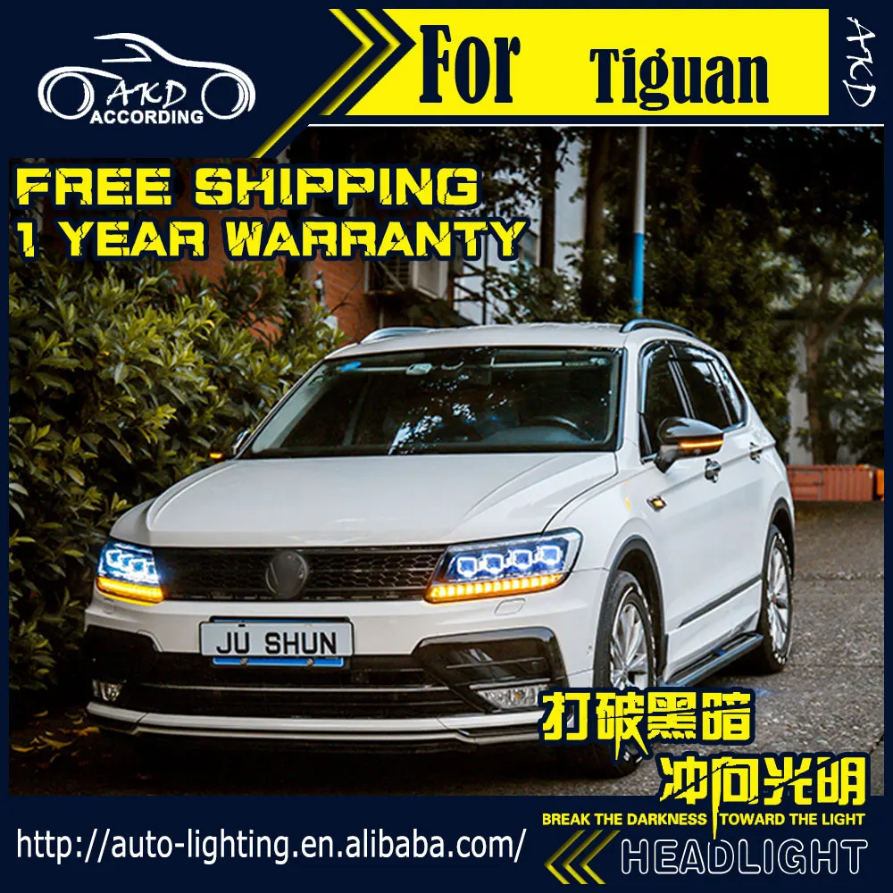 AKD Car Styling Head Lamp for VW Tiguan Headlights- New Tiguan LED Headlight DRL Dynamic Singal LED High Beam Low Beam