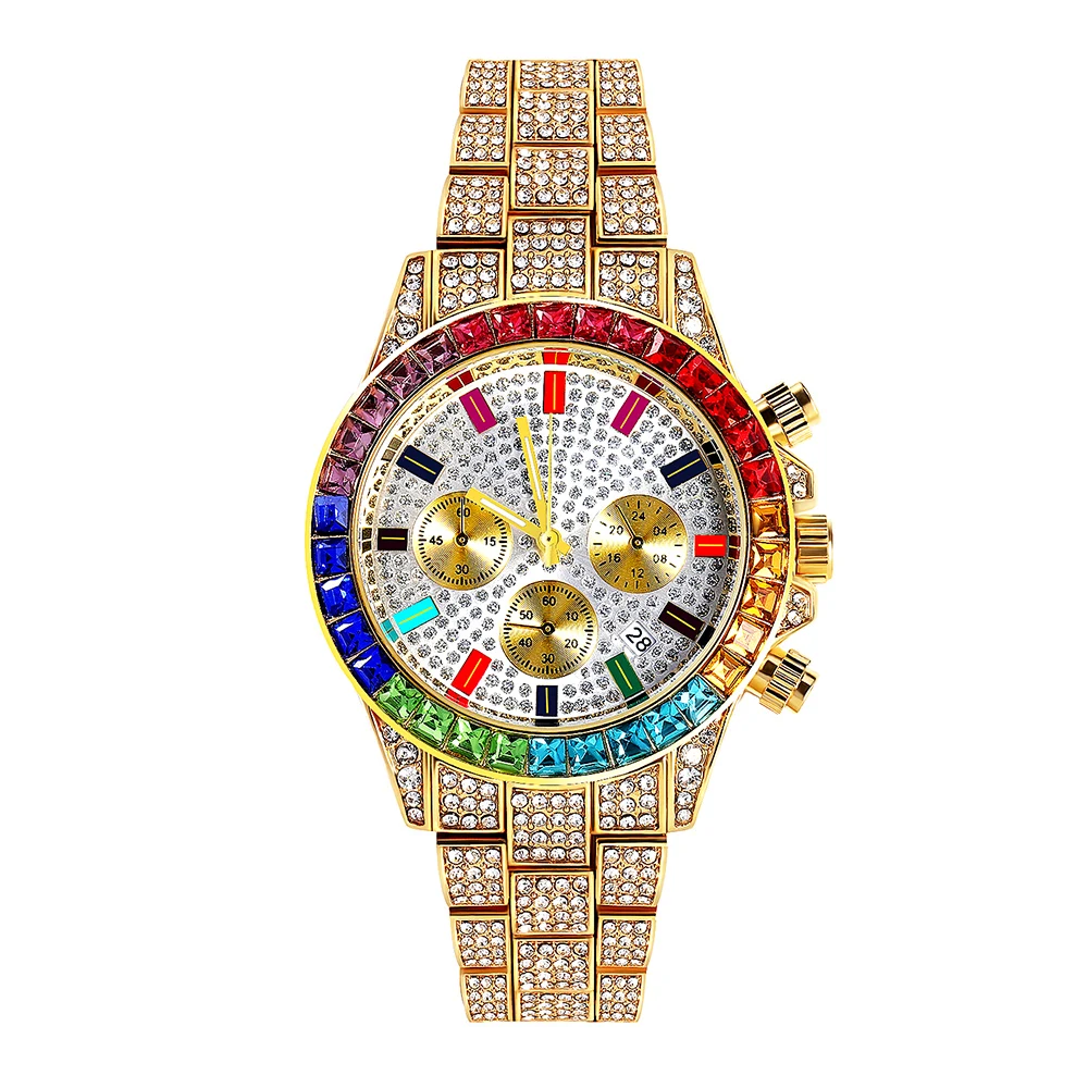 YAZI Quartz Watches New Design Wrist Watch Three Eye Diamond Watch with
Calendar Gift for Men #30