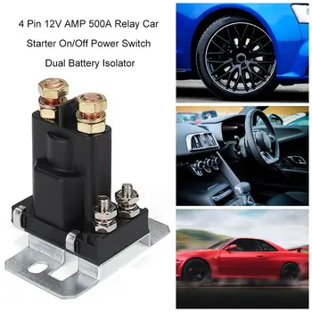 

New 4 Pin AMP 500A Relay Car Starter On/Off Power Switch Dual Battery Isolator