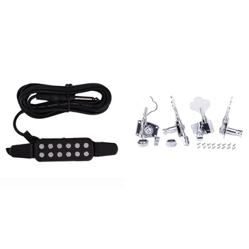 

1 Pcs KQ-3 Clip-On Acoustic Guitar Pickup Amplifier 12 Hole Black & 4 Pcs String Tuning Pegs Machine Heads