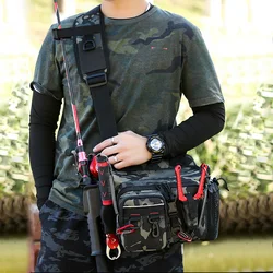 Men's Fishing Rod Tackle Bags Single Shoulder Fishing Reel Bag Outdoor Waist Pack Fishing Lures Gear Storage Crossbody BagXA852Y