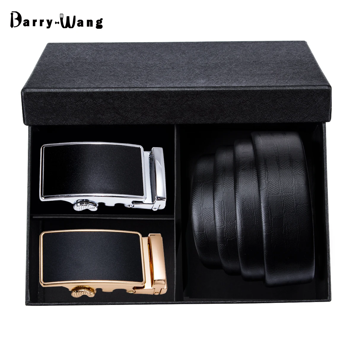 DK-2176-2180-DEA Barry. Wang высокое качество мужской s ремень для мужчин 3 шт. Автоматическая пряжка мужской 110-160 см черный ремень из натуральной кожи ремень с подарочной коробкой - Цвет: DK-2176-2180-DEA