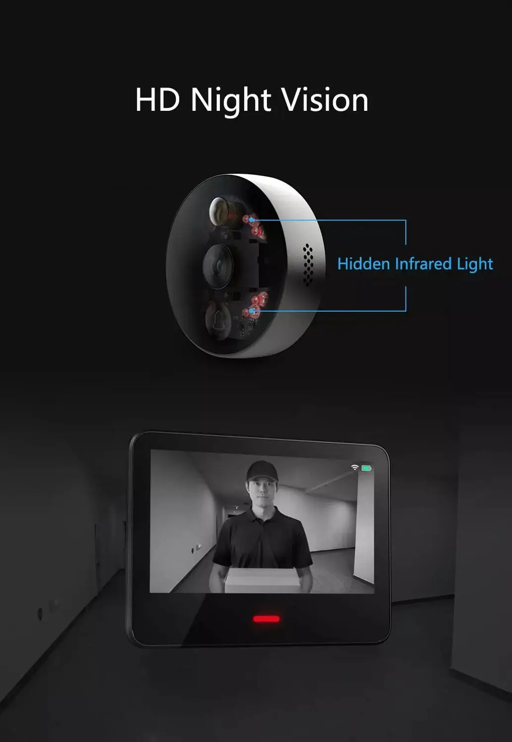 Xiaomi Xiaomo 720P 4,3 дюймов ЖК-дисплей видео дверной звонок безопасности кошачий глаз камера домашняя сигнализация 2 работа с приложением Mijia