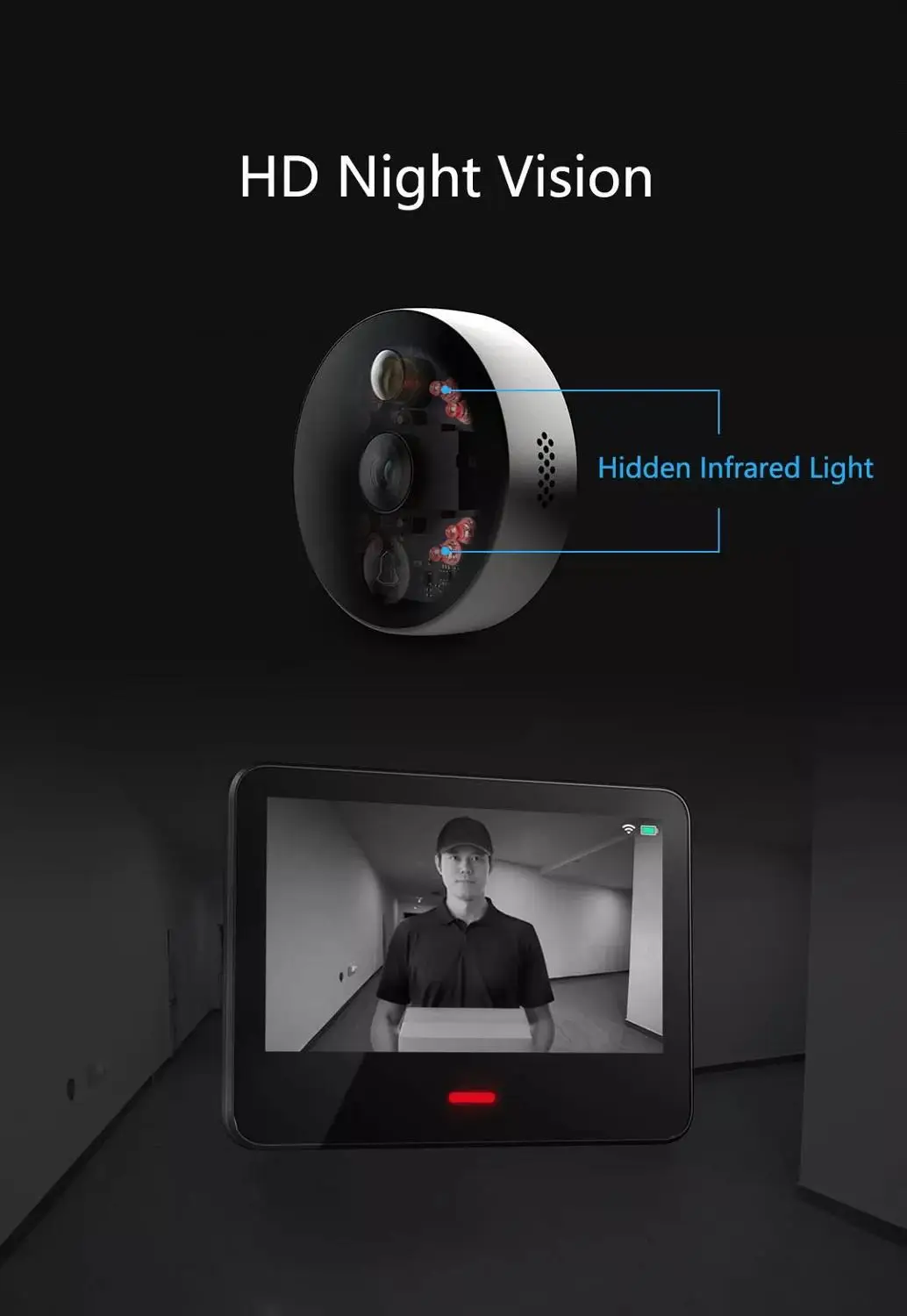 Original Xiaomi Xiaomo 720P 4.3 inch LCD Display Video Doorbell Security Cat Eye Camera Home Alarm