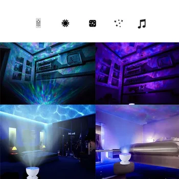 

Creative Gift Ocean Wave Music Projector LED Night Light Soothing Wave Ceiling Lamp With Speaker Remote Control For Nursery Room
