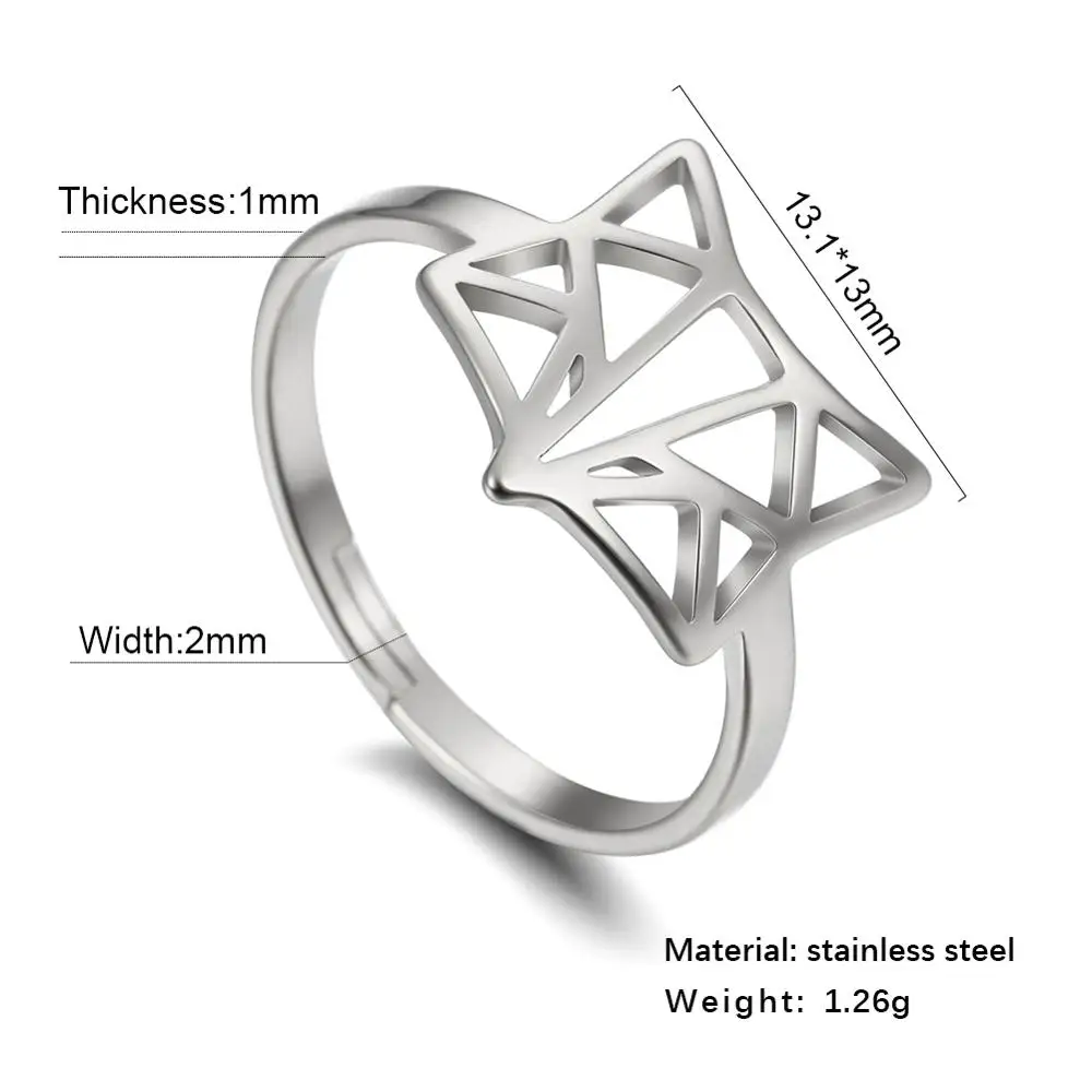 Skyrim Fox Ring Stainless Steel Animal Resizable Rose Gold Color Finger Rings Jewelry Wedding Anniversary Gifts for Women Friend