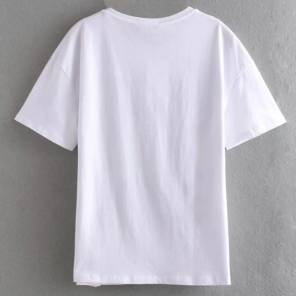Стильная Милая футболка с принтом Микки и Минни Маус Дейзи Дак из мультфильма, пуловер с круглым вырезом и коротким рукавом, повседневная женская белая футболка