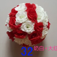 red beige Горячая "(20 см) красная шелковая Роза, цветы, шар, свадебные целующиеся шары, помпоны, красные шары из искусственных цветов украшение для центрального элемента - Цвет: red beige