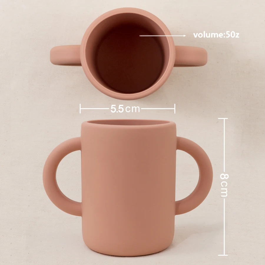 Baby Drinking Cup BPA Free Soft Silicone Double Handle Liquid Feed Gargle Mug Learning Feeding Cups Newborn Accessories 4