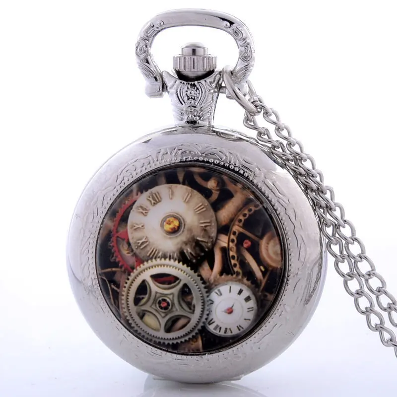 

TP03 Small Size 1 Inch Diameter Bronze Sliver Black Full Hunter Quartz Engraved Fob Retro Pendant Pocket Watch Chain Gift