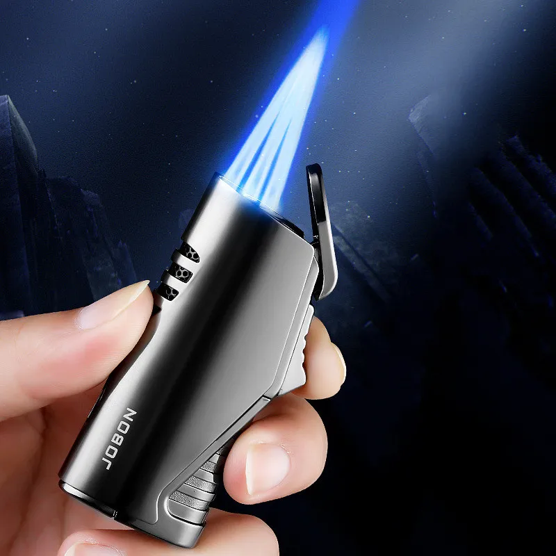 Butane Jet Gas lighter Torch Turbo Triple Flame Windproof Pipe Lighter Outdoor Big Firepower Cigarette Cigar Men's Gifts | Дом и сад