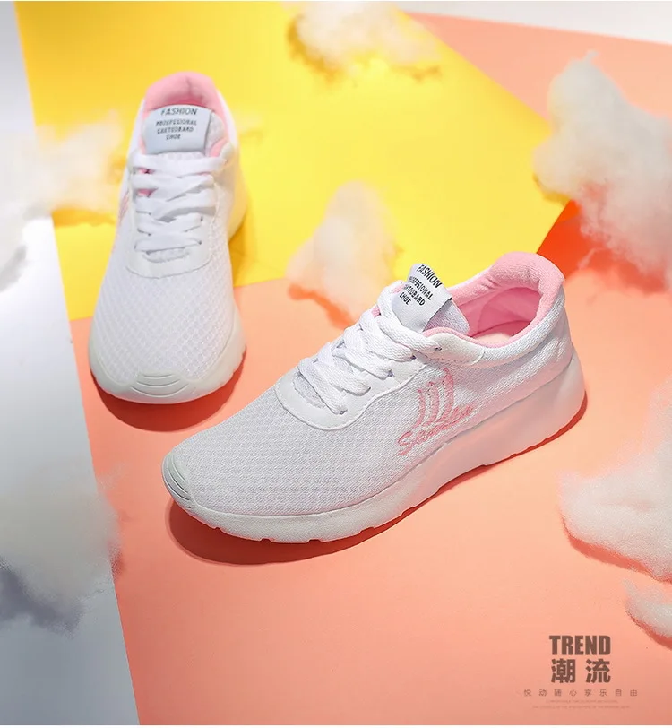 Autumn New Style Breathable Rubber Shoes Sneakers Women's Korean-style Versatile Mesh Lace-up Thick Bottomed Casual Shoes R