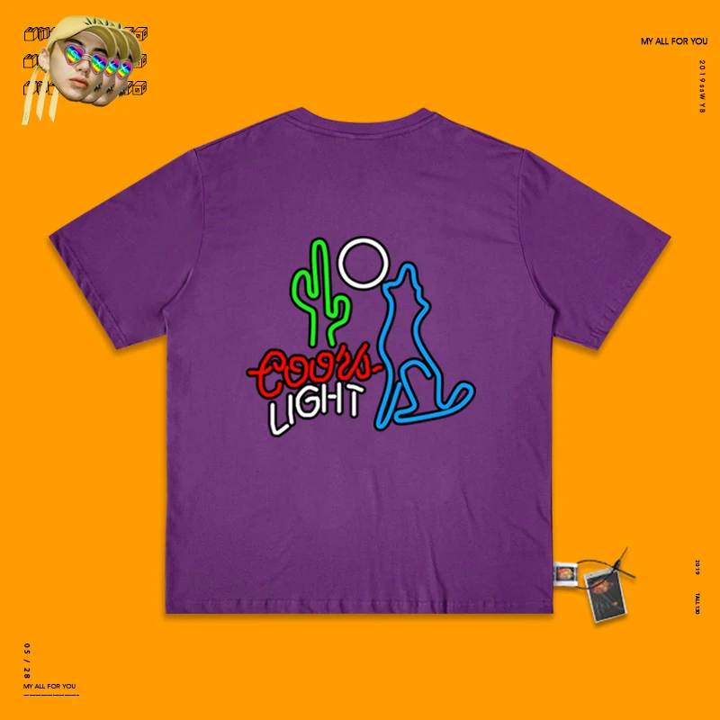 Electric Syllable Dj Kanye Than Primary Section Hand Evil Do Cactus Doodle Cartoon Series Style Bf Wind T Shirt Men And Women - Цвет: Violet