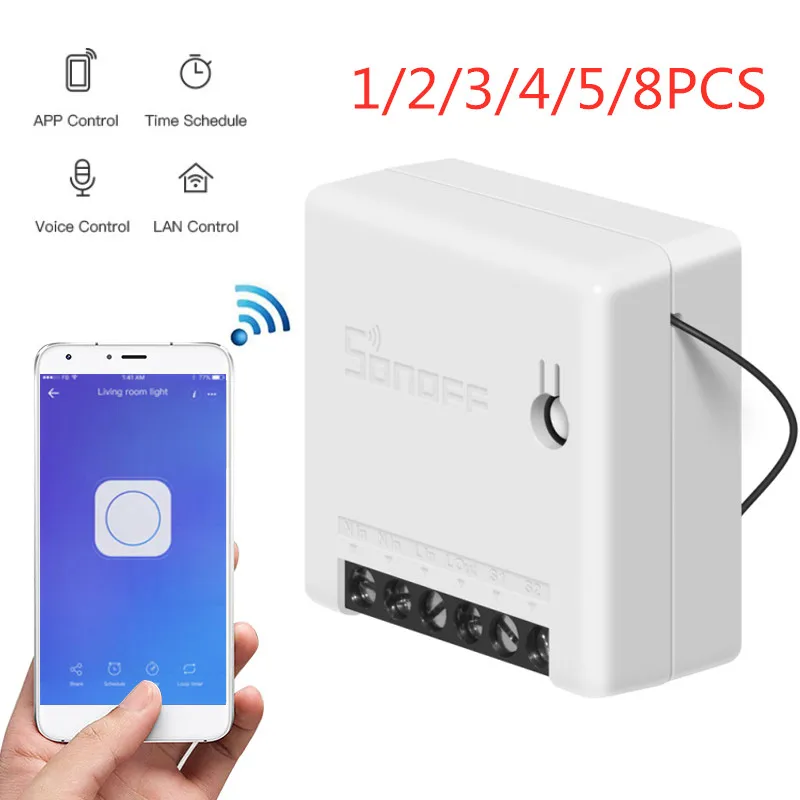 Sonoff DIY Мини умный переключатель голосовое приложение дистанционное управление беспроводной wi-fi-переключатель Поддержка внешнего переключателя работа с Alexa Google Home