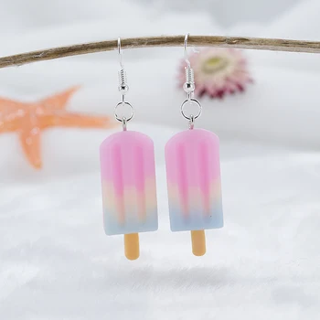 

1Pair Drop Earrings Cute Multicolor Ice Cream Artificial Fake Food Handmade Resin Earrings Jewelry For Woman And Children