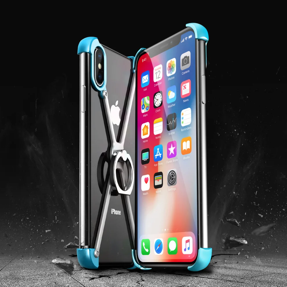Роскошный Алюминиевый металлический бампер чехол для Apple iPhone XS/X тонкий противоударный палец кольцо держатель чехол для iPhone X XS бампер