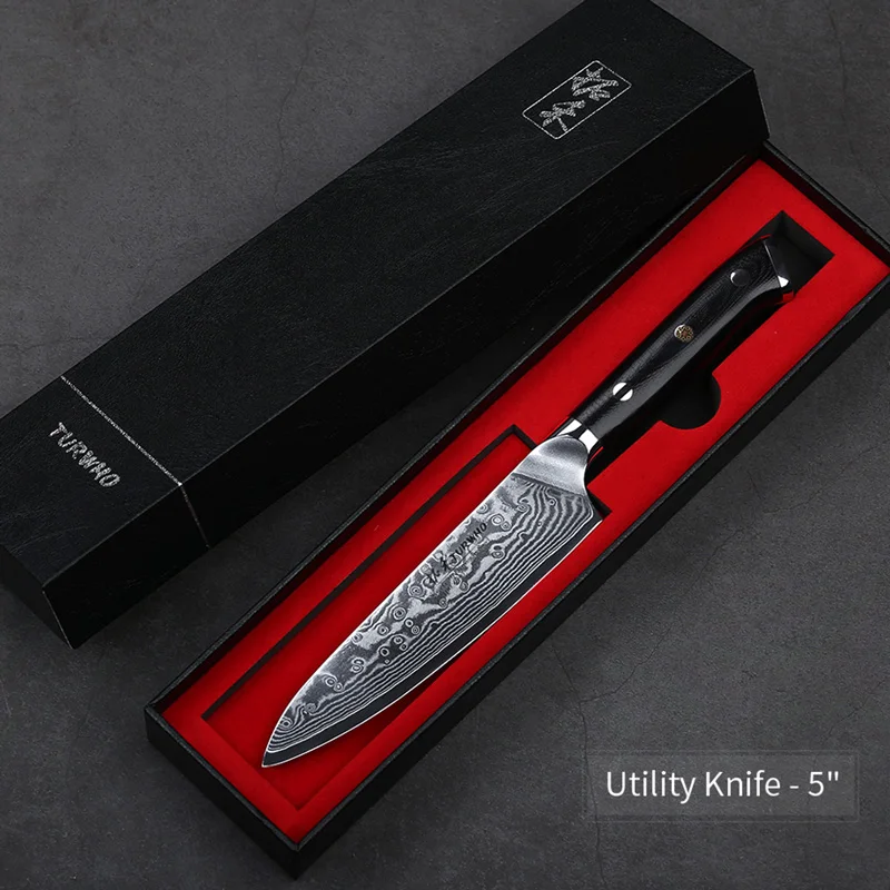 Utility knife TURWHO 8 ''профессиональный нож шеф-повара Gyuto японский дамасский кухонный нож из нержавеющей стали очень острые кухонные ножи G10 Ручка - Цвет: Utility knife