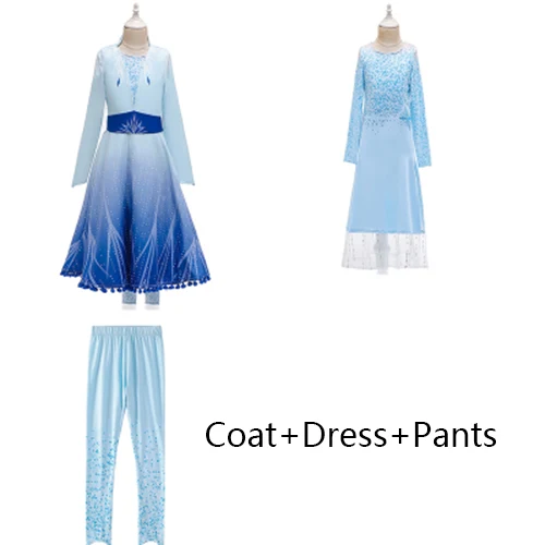 Elsa Set 2 Новинка; платье Эльзы для девочек; Одежда для девочек; костюм принцессы Эльзы из мультфильма «Холодное сердце 2»; Небесно-голубое вечернее платье; подарок на Рождество и день рождения для детей - Цвет: Elsa Set 2