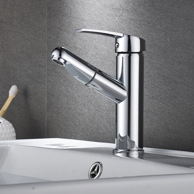 XUNSHINI Bathroom Kitchen Basin Faucet Single Handle Pull Out Spray Sink Tap Hot And Cold Water XUNSHINI Bathroom Kitchen Basin Faucet Single Handle Pull Out Spray Sink Tap Hot And Cold Water Crane Deck Mount Faucets