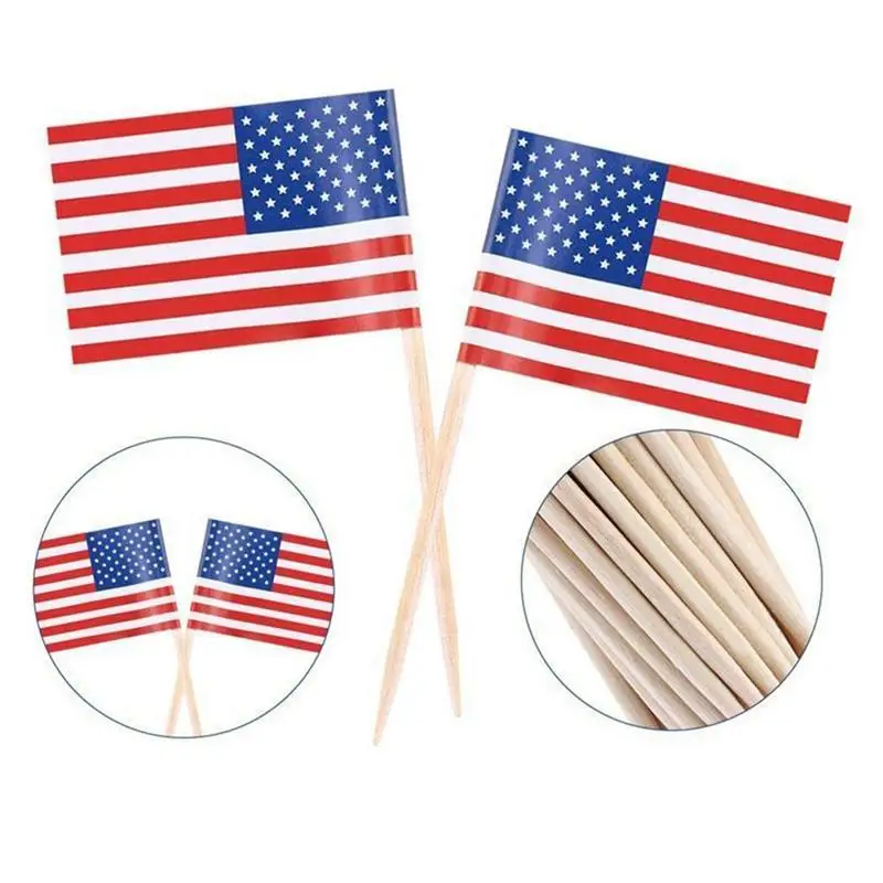 100pcs American National Flag Cake Topper Decor Insert Card For 4th Of July Independence Day Party Gathering Cupcake Toppers