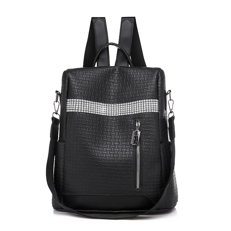 Black Backpack LIKETHIS, модная Высококачественная Дизайнерская Женская дорожная сумка через плечо из искусственной кожи, рюкзак для девочек, школьный рюкзак, сумки - Цвет: Black Backpack